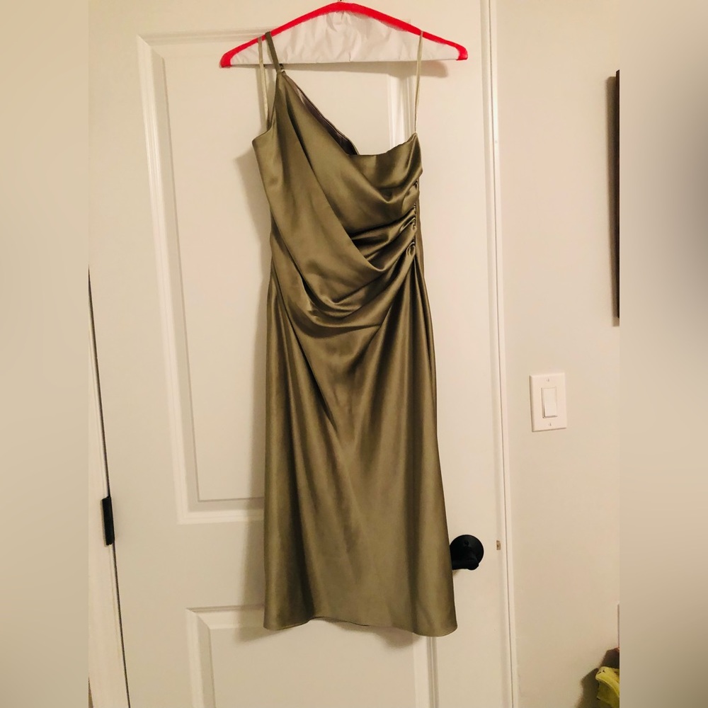 Silver sage bridesmaids dress